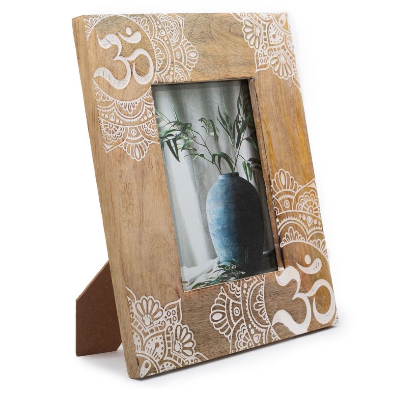 Lrg Mango Wood Picture Frame (for 13x18cm) 28x23x2cm - Mandala - White