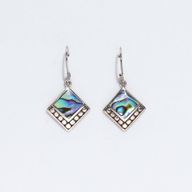 Shell & Silver Earrings - Square Dots - Abalone