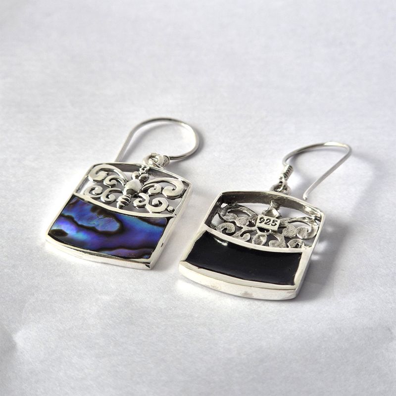 Shell & Silver Earrings - Dragonfly - Abalone