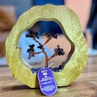 Amethyst Gemstone Tree Garden in Mango Wood Ring - 60 Stones