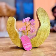 Rose Quartz Gemstone Tree Garden in Mango Wood Open Ring - 60 Stones