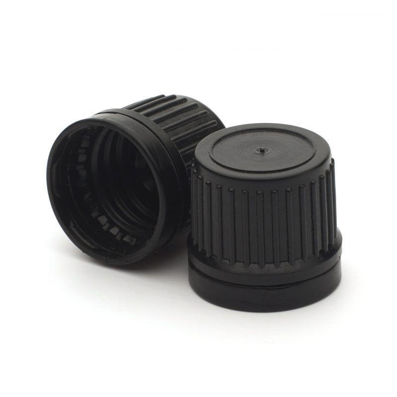 Black Cap for Dropper Bottles TE Boreseal Closure GL18-52 - No Dropper