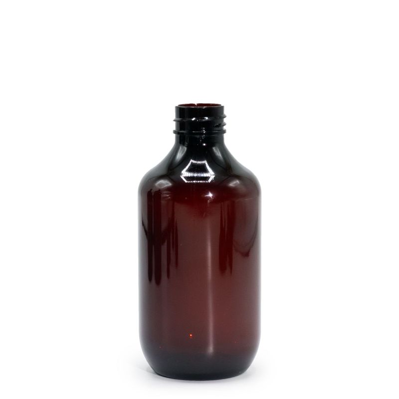 250ml Amber Plastic Boston Bottle - No Cap