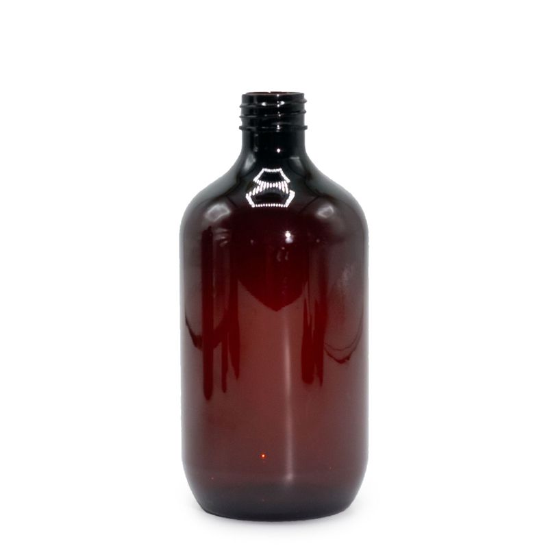 500ml Amber Plastic Boston Bottle - No Cap