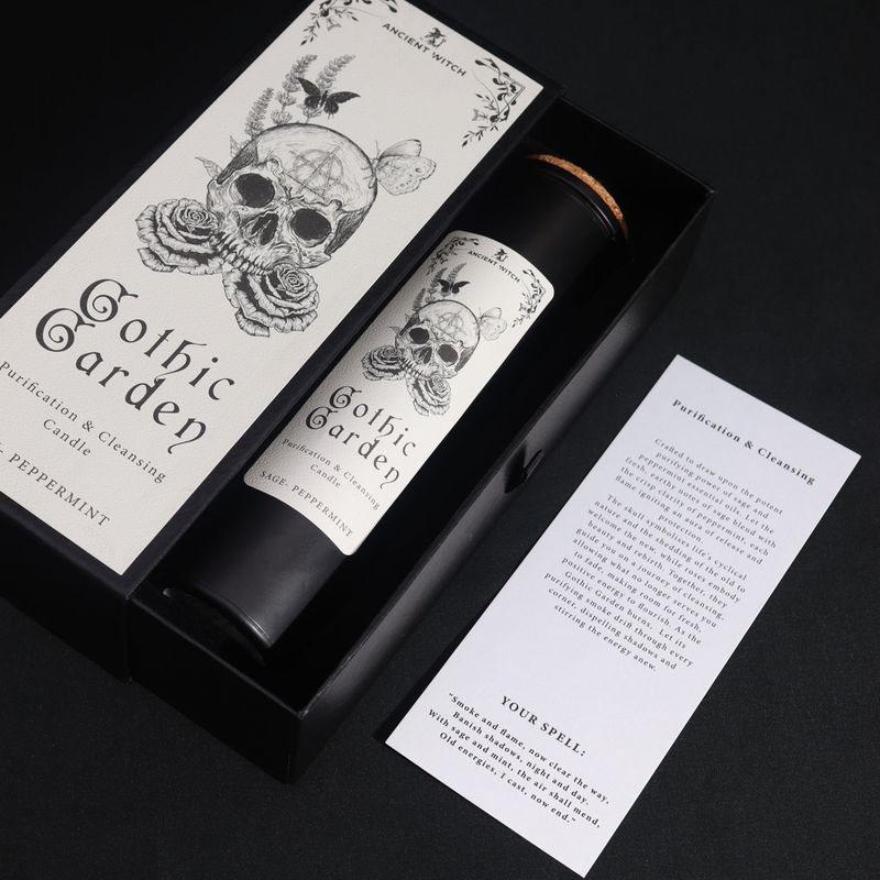 Gothic Garden ritual spell card beside the candle