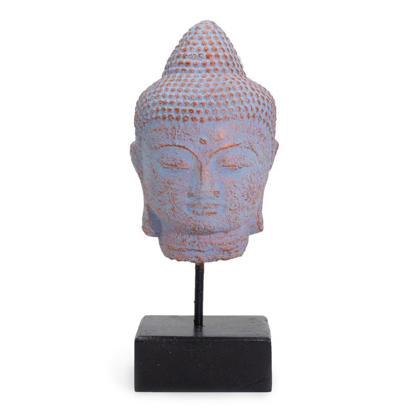 Stillness Buddha Head on Stand - Blue Copper