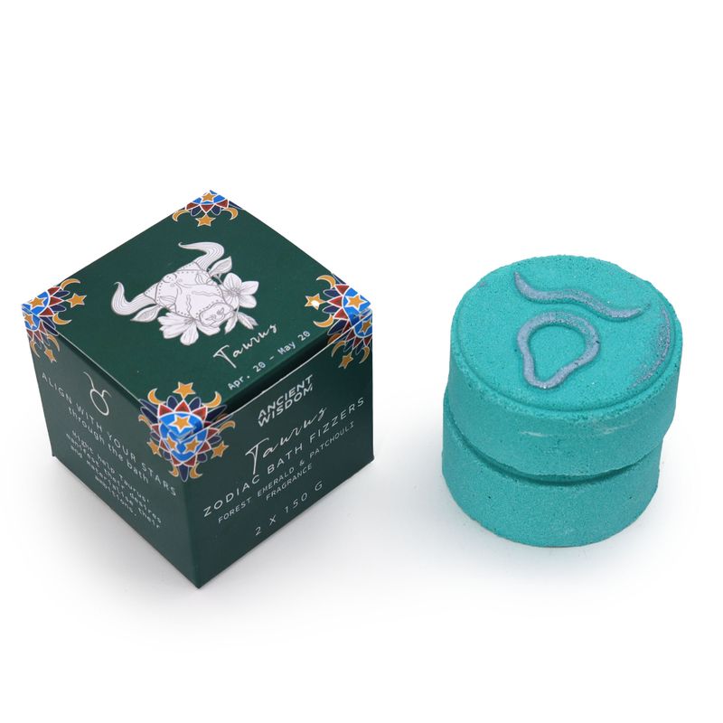 Box of 2 Zodiac Bath Fizzers with Horoscope - Taurus