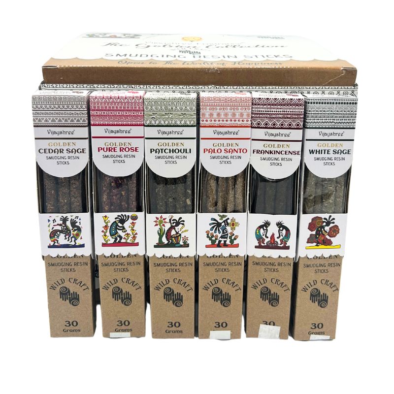 30g Golden Smudging Resin Sticks Display Set