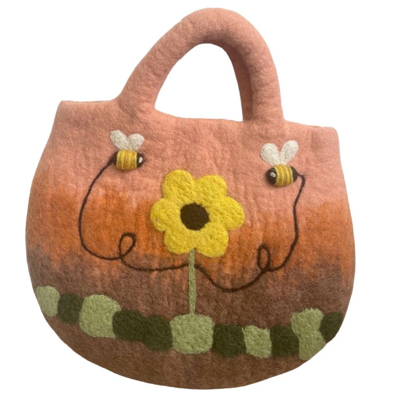 Sunflower & Bees Felted Bag - 35x27cm