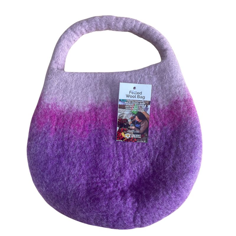 Water Felted Bee Bag - One Handle with Magnet - Lavender Shades