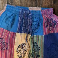 Mushroom Pants - Nomad Sari Block Print Designs - Orange Tones - S/M