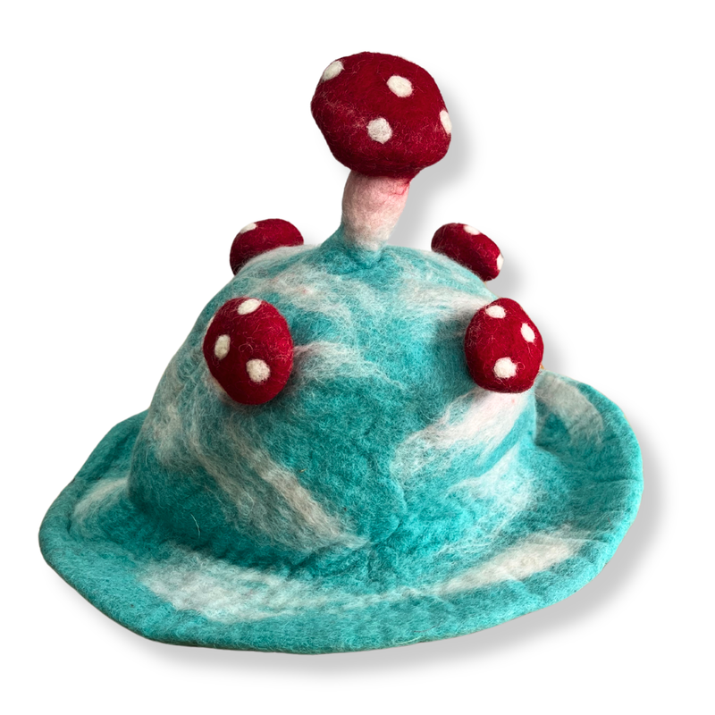 Felted Mushroom Hat - Lost in a Sky Blue