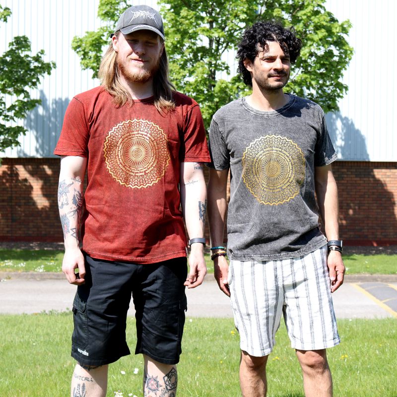 XLarge Stone Washed T-Shirt - Mandala - Maroon