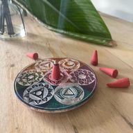 Soapstone Disc Incense Holder 10cm - Seven Chakra