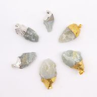 Gemstone Clear Quartz Gold & Silver Plated Pendants (6 assorted)