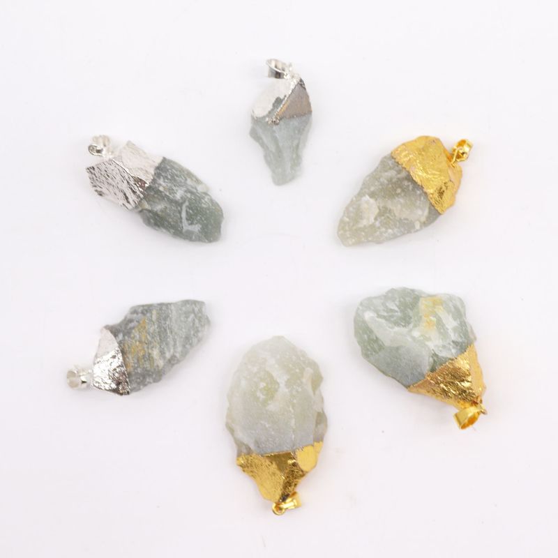 Gemstone Clear Quartz Gold & Silver Plated Pendants (6 assorted)