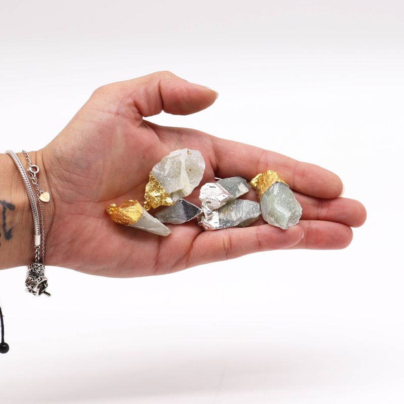 Gemstone Clear Quartz Gold & Silver Plated Pendants (6 assorted)