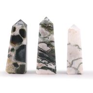 Gemstone Obelisk Point - Moss Agate