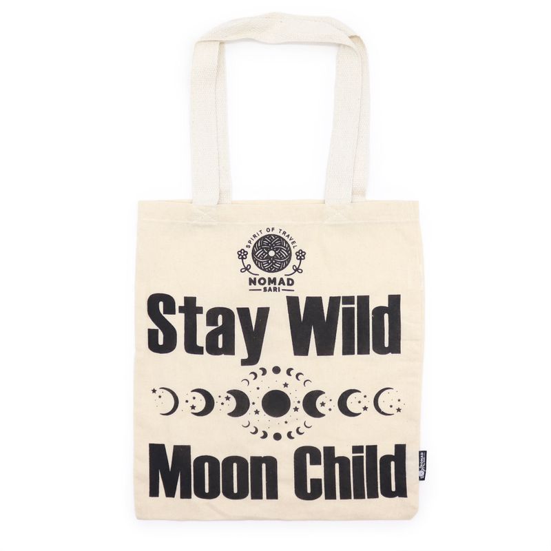 Iconic Basic Tote Bag - Stay Wild, Moon Child (40x36cm) - Natural 4oz