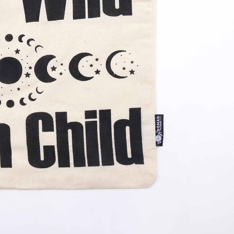 Iconic Basic Tote Bag - Stay Wild, Moon Child (40x36cm) - Natural 4oz