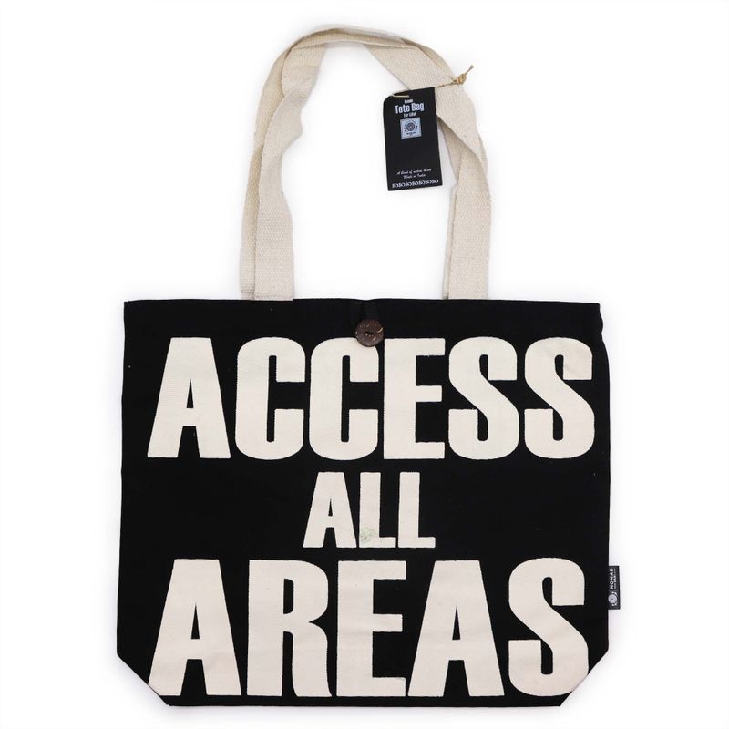 Iconic Classic Tote Bag - ACCESS ALL AREAS (36x43x10cm) - Black Natural 10oz