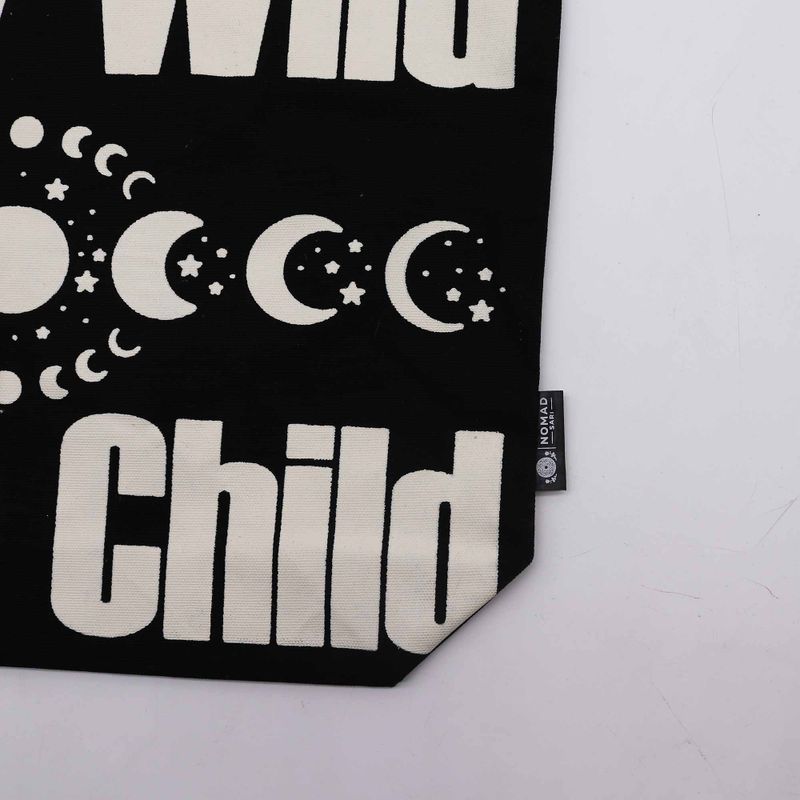 Iconic Classic Tote Bag - Stay Wild, Mood Child (36x43x10cm) - Black Natural 10oz
