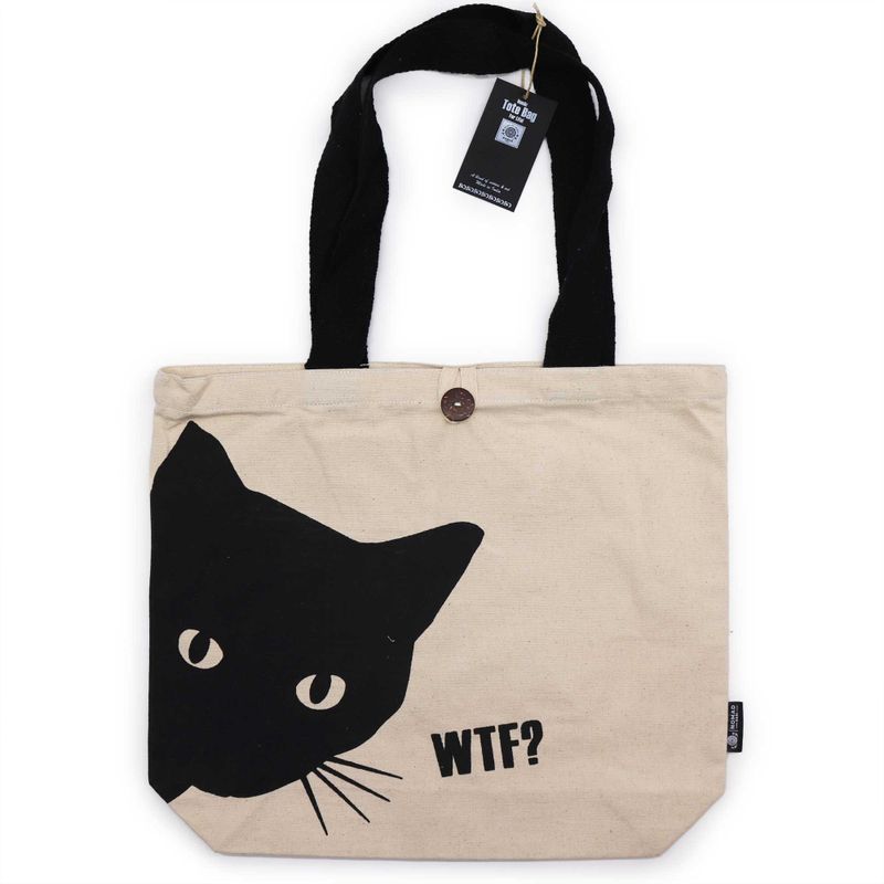 Iconic Classic Tote Bag - Black Cat (36x43x10cm) - Natural 10oz