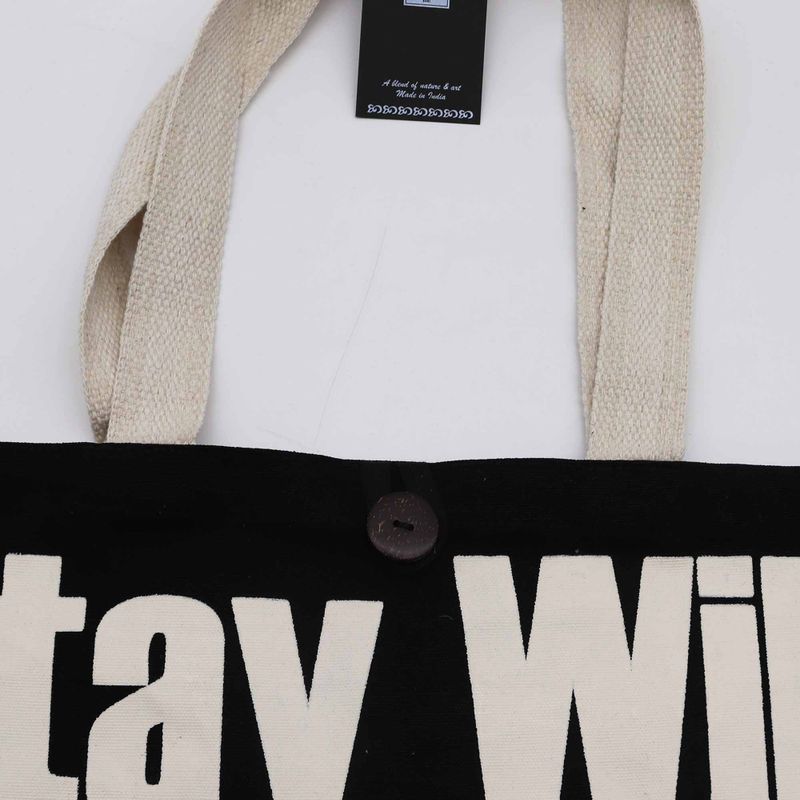 Iconic Classic Tote Bag - Stay Wild, Mood Child (36x43x10cm) - Black Natural 10oz