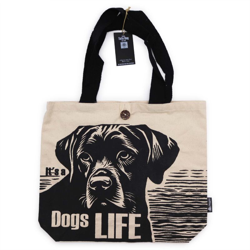 Iconic Classic Tote Bag - It's a Dogs Life (36x43x10cm) - White 10oz