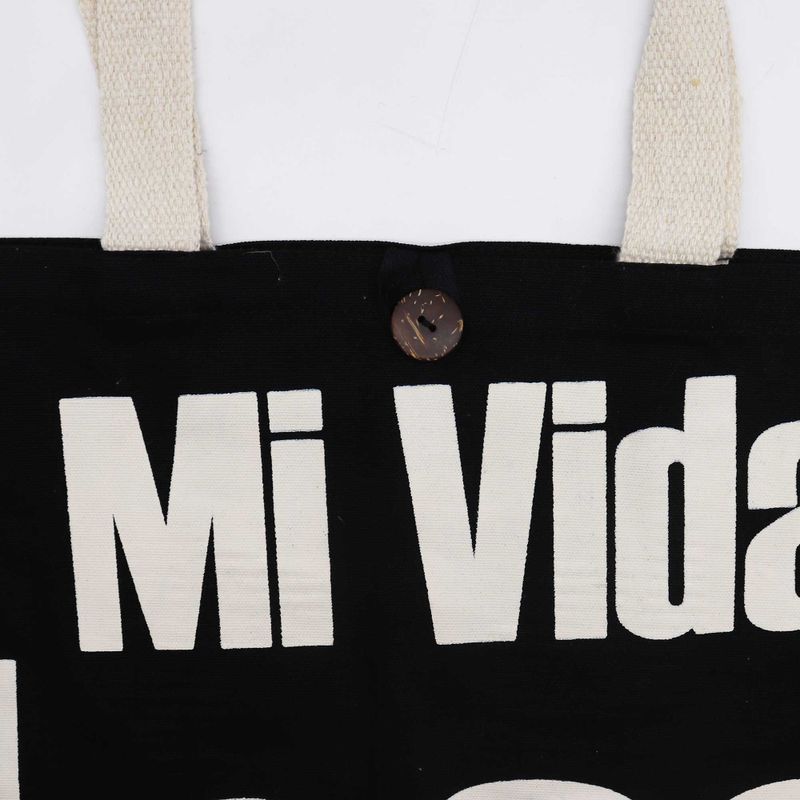 Iconic Classic Tote Bag - Mi Vida Loca (36x43x10cm) - Black Natural 10oz