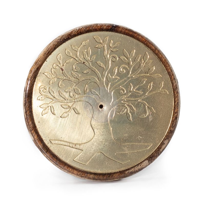 Incense Holder - Gold on Mango Wood - Tree of Life