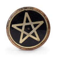 Incense Holder - Gold & Black on Mango Wood -  Pentagram