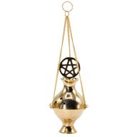 Hanging Brass Incense Burner - Pentagram