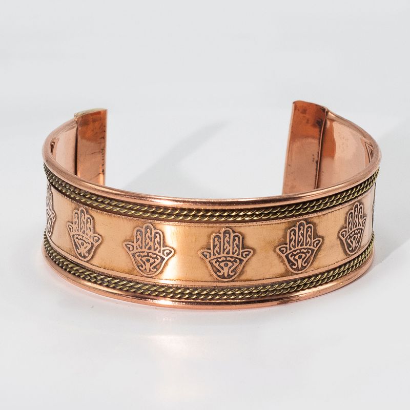 Copper Wide Banded Bracelets with Brass Decor (Assorted)