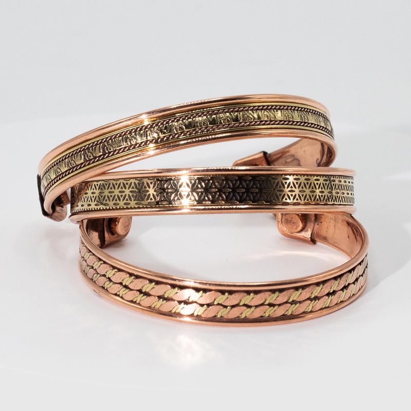 Copper Banded Pattern Bracelets with Magnets (Assorted)