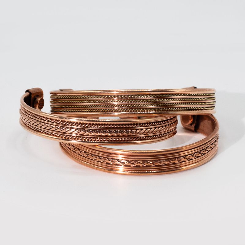 Copper Banded Pattern Bracelets with Magnets (Assorted)