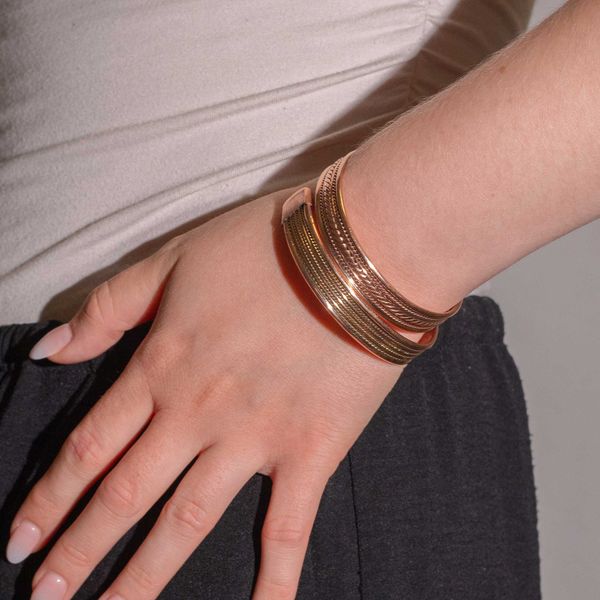 Copper Banded Pattern Bracelets with Magnets (Assorted)