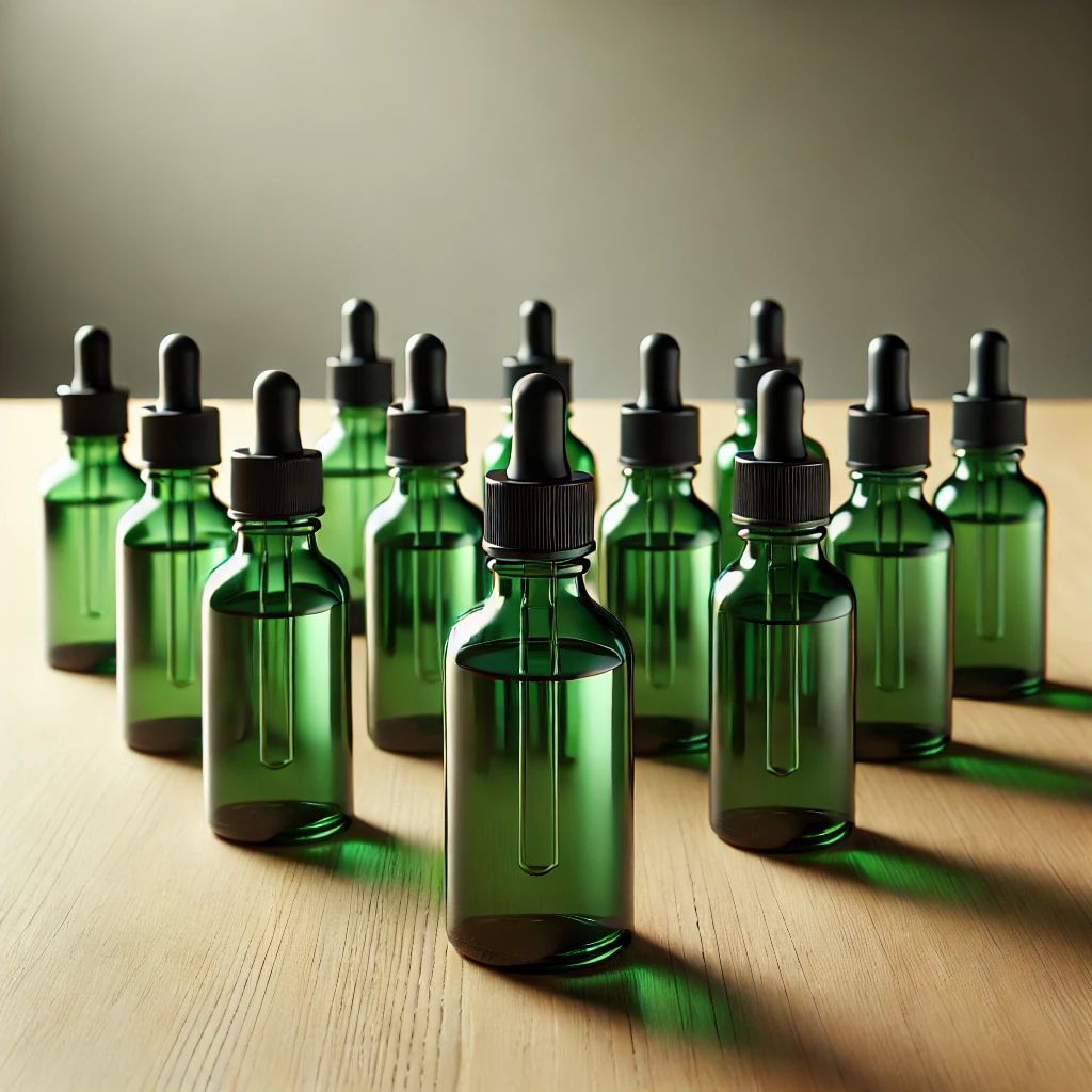 Green Glass Dropper Bottles