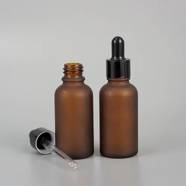 Frosted Glass Amber Bottles