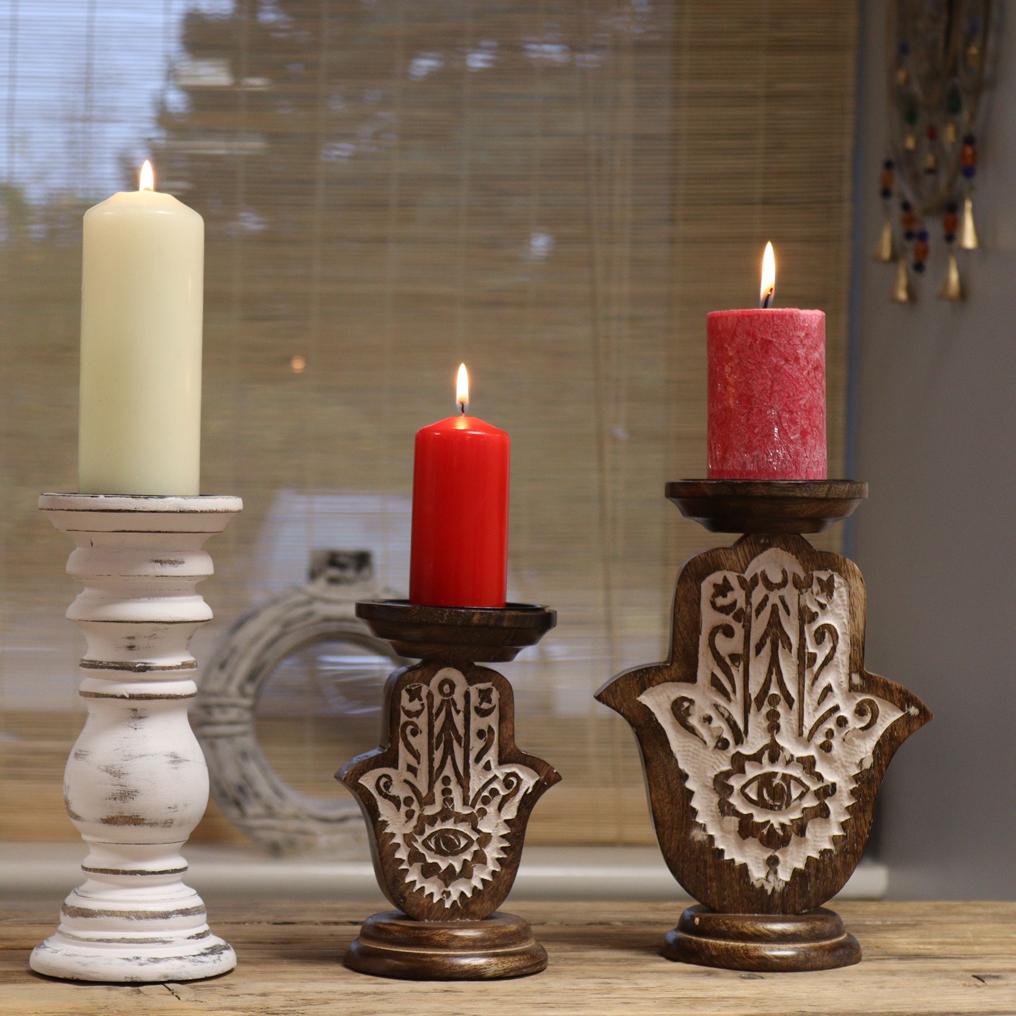 Mango Wood Candle Holders