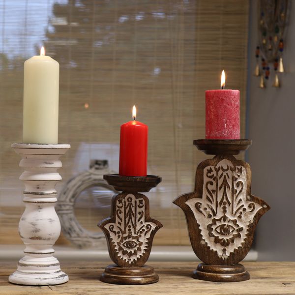 Mango Wood Candle Holders