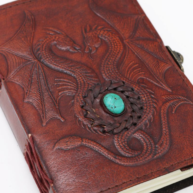 Two Dragons- Esoteric Notebook - Red Tan - 200 pages  Stich Edge- 17.5x12.5x3cm