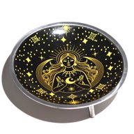 Triple Leg Enameled Offering Plate - Gold Goddess on Black