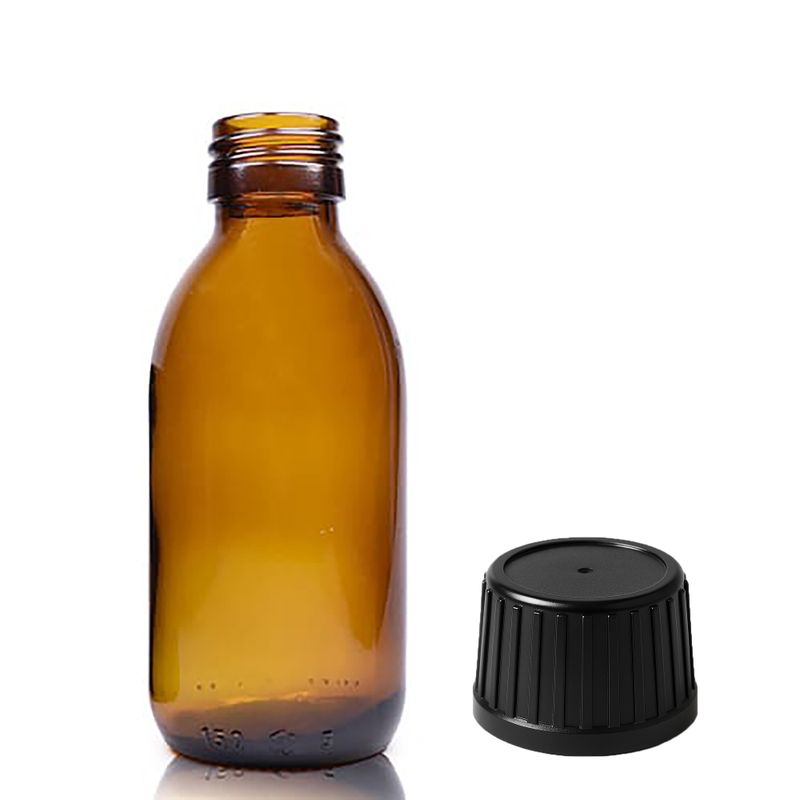 150ml Amber Glass Medicine Bottle - No Cap