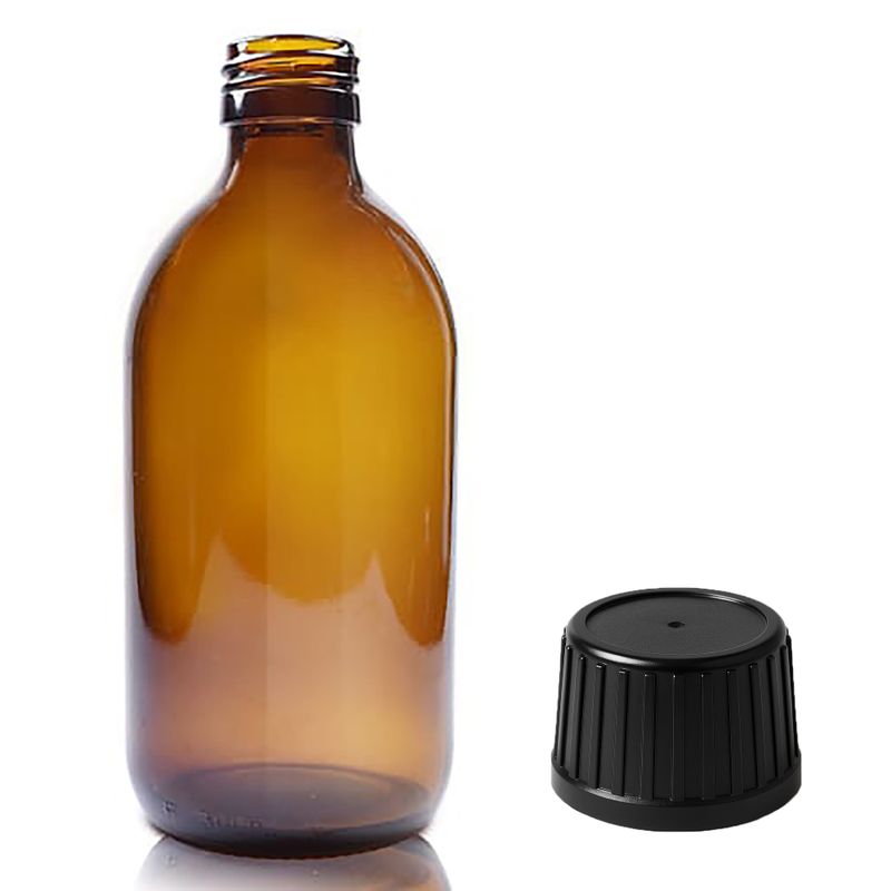 300ml Amber Glass Medicine Bottle - No Cap