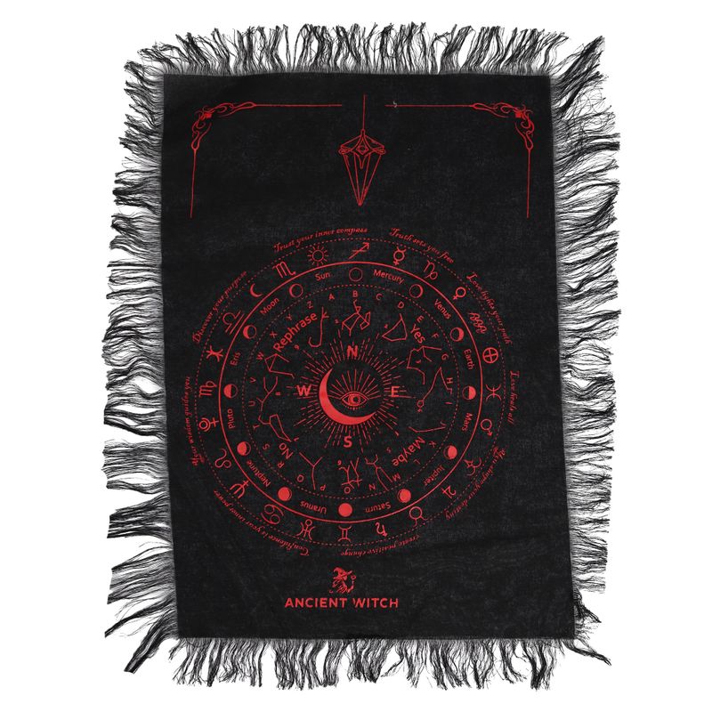 All Seeing Eye - Pendulum Divination Cloth - Black & Blood Red