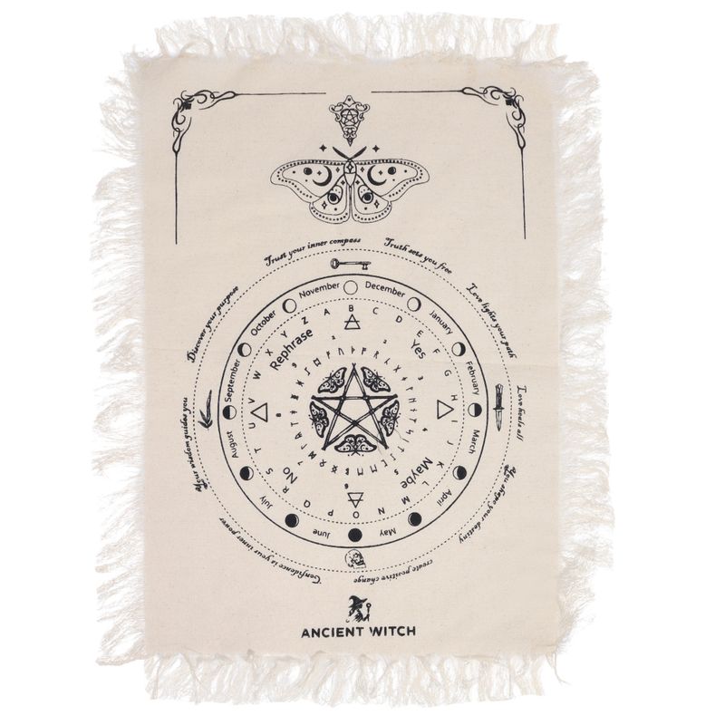 Mystic Moth - Pendulum Divination Cloth - Natural & Black