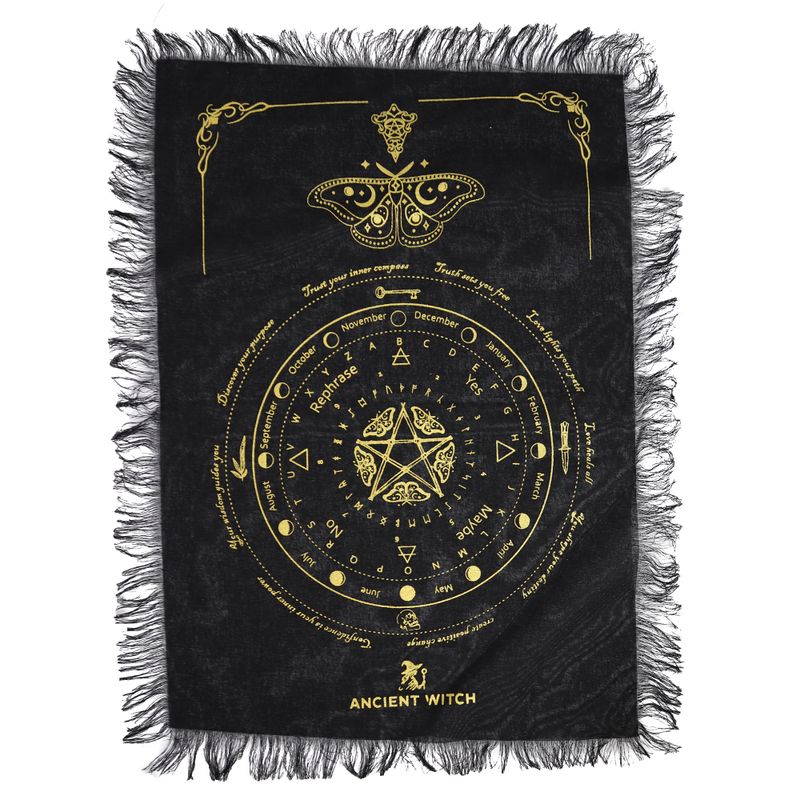 Mystic Moth - Pendulum Divination Cloth - Black & Gold