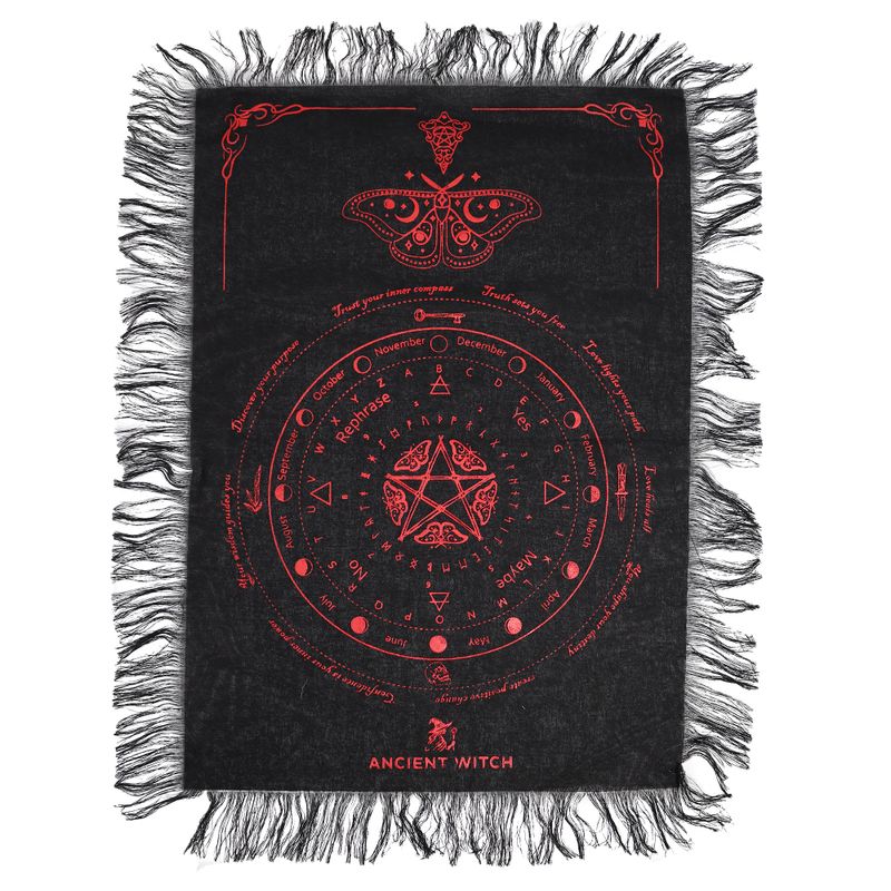 Mystic Moth - Pendulum Divination Cloth - Black & Blood Red