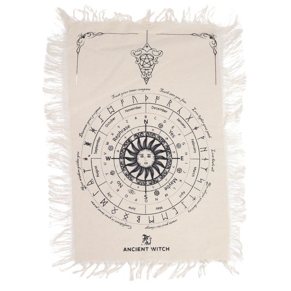 Sun Face - Pendulum Divination Cloth - Natural & Black